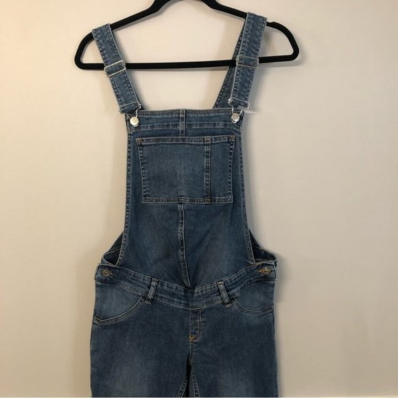 MNG by Mango Medium Blue Pocket Maternity Skinny Overalls Size Small NWT - Picture 5 of 12